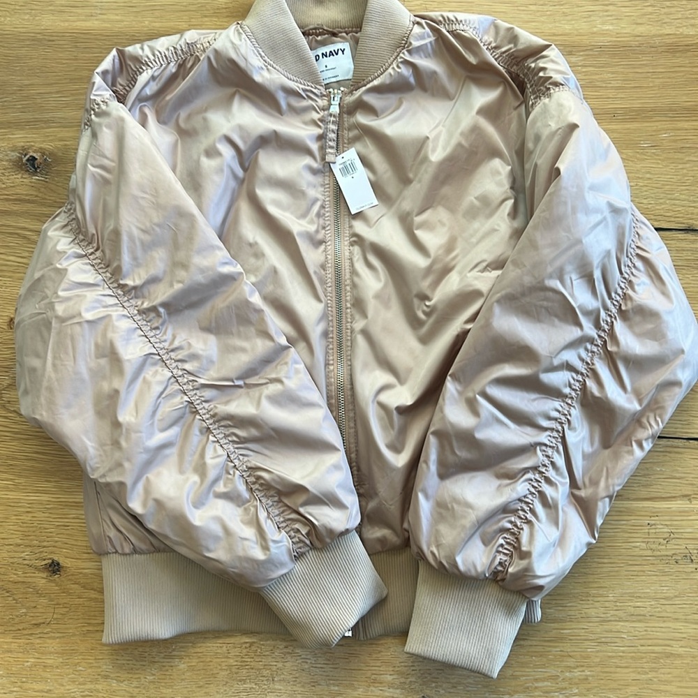 Old navy metallic beige bomber jacket